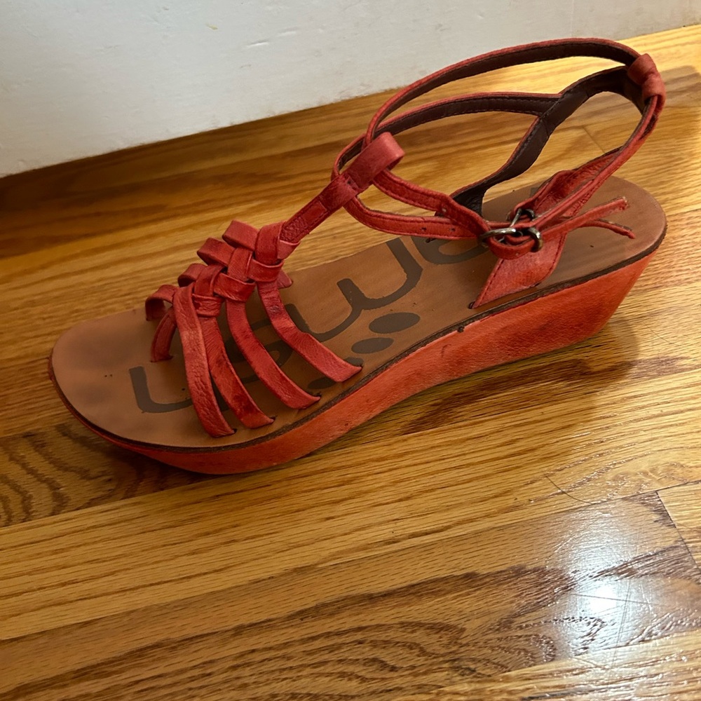 Zamsh womens red platform sandals